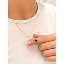 14 Ayar Altın Tekli Dört Yapraklı Altın Kolye - 1.10 Gr. 45 cm