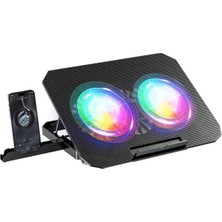 1001 Rgb Renkli Çift Fanlı 12’ 17’ 2xusb'li Telefon Tutuculu 6 Kademe Yükseklik Ayarlı Macbook No