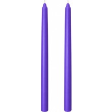 1001 2’li Mor Şamdan Mum Seti 25 cm – Dekoratif Ince Şamdan Mum, Kokusuz Parafin WAX,%100 Pamuk Fi