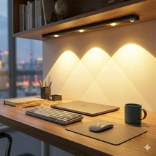 1001 Akasya Sensörlü Şarjlı Kabin Altı LED Aydınlatma, Heroled 40CM Ultra Slim Siyah, 3 Farklı Iş