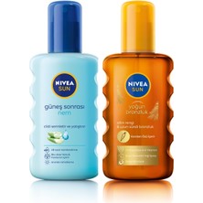 1001 Sun Güneş Sonrası Nem Spreyi 200 ml ve Nıvea Sun Spf 6 Yoğun Bronzlaştırıcı Güneş Yağ Spr