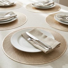 1001 6'lı Set Latte Desenli Plastik Amerikan Servisi, 38 cm - Yıkanabilir ve Silinebilir Yuvarlak Supla
