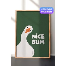 1001 Ahşap Çerçeveli Duvar Tablosu Şirin Kaz Karikatürü Nice Bum Genç Odası Dekoru, 50 x 70