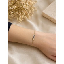 14 Ayar Altın Kalp ve Taşlı Sonsuzluk Altın Bileklik - 1.74 gr 18+3 cm