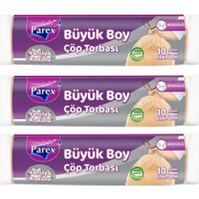 1001 Büzgülü 10'lu Çöp Torbası Vanilya Kokulu Büyük Boy 65 x 70 cm Üçlü Paket