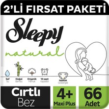 Natural 2'li Fırsat Paketi Bebek Bezi 4+ Numara Maxi Plus 66 Adet