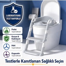 1001 Çocuk Merdivenli Klozet Adaptörü Yükseklik Ayarlı Pratik Tuvalet Eğitici Klozet Oturak Gri