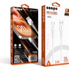 1001 Onopo Android Xiaomi Uyumlu Type-C To USB 3.4A Hızlı Şarj ve Data Kablosu 1 Metre - Q7 | Beyaz Sm