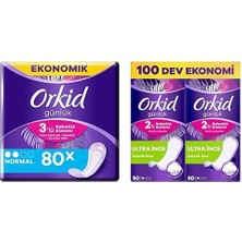 1001 Günlük Ped Normal Dev Ekonomi Paketi 80 Ped ve Orkid Yaprak Günlük Ped Normal Dev Ekonomik Paket