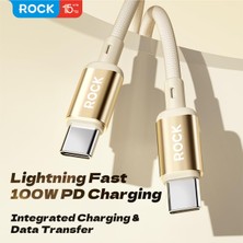 1001 R18 100W Type-C To Type-C 5A Pd 1m Şarj ve Data Kablosu, Gold