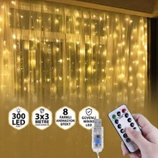 1001 3x3 Metre Peri LED Perde Asma Kumandalı Kancalı Gün Işığı Işık 8 Fonksiyonlu 8 Mod Parti I�