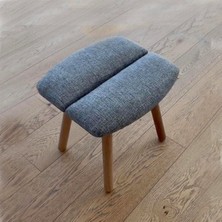 1001 Ahşap Ayaklı Ceviz Badem Puf Tabure – Şık ve Rahat Tekli Tabure Oturak Gri