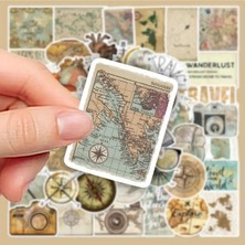 1001 50'li Vintage Travel Map Stickers Set, Seyahat Sticker Seti Laptop Notebook Tablet Sticker Seti