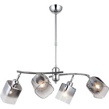 1001 Home Manıa, Lucea Derma, 4 x E27 Duy, Metal, Cam, 33 x 18 x 62 Cm, 1451-51-04, 4'lü, Krom Renkler