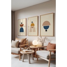 1001 Ahşap Çerçeveli 3’lü Tablo Seti Abstract Balance – Modern Formlar Ofis Set 30098, 50 x 70