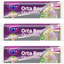 1001 Premium Büzgülü Çöp Torbası Limon Kokulu 15'li Orta Boy 55 x 60 cm Üçlü Paket