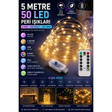 1001 5 Metre Sarı 50 LED Işıklar Peri Işıkları 8 Mod Rgb Işıkları USB Sarı Renkli Işık Peri Diz