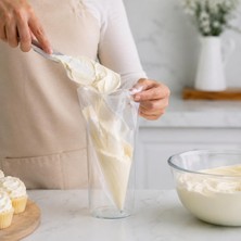 1001 L Boy Tek Kullanımlık Krema Torbası, 50 Adet Şeffaf Pasta ve Cupcake Süsleme Torbası