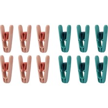 1001 Çamaşır Mandalı, Yaysız Plastik, Paslanmaz, Dayanıklı, Renkli, 12 Adet (12, Pembe - Mavi)