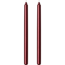 1001 2’li Bordo/koyu Kırmızı Metalik Şamdan Mum Seti 25 cm – Dekoratif Ince Şamdan Mum, Kokusuz