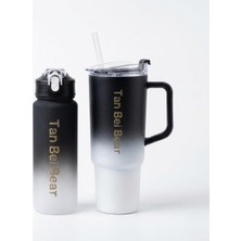 1001 2’li Matara ve Pipetli Mug Bardak Seti – 900 ml Spor Suluk + 1500 ml Pipetli Termal Mug Bardak,