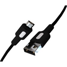 1001 Coral Micro USB Hızlı Şarj Kablosu (Siyah + Beyaz/siyah Uç) (150 Cm)