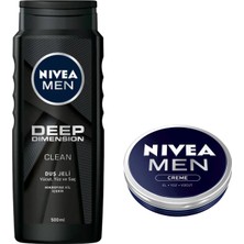 1001 Men Deep Dimension Duş Jeli 500 Ml, 3'ü 1 Arada Komple Bakım, Vücut, Saç ve Yüz + Nıvea Men Cr