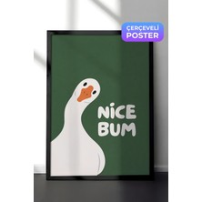 1001 Siyah Çerçeveli Duvar Tablosu Şirin Kaz Karikatürü Nice Bum Genç Odası Dekoru, 21 x 30