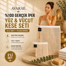 Avaraé 2'li %100 Saf İpek Kese Seti – Yüz Kesesi + Vücut Kesesi, Peeling Hamam Kesesi