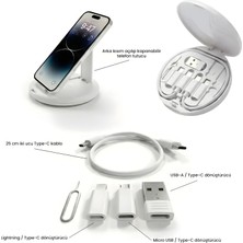 1001 Steep Solid Çok Fonksiyonlu Veri Kablo Seti, Usb-C, Lightning, Micro Usb, USB ve Sım Kart Iğneli