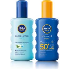 1001 Sun Güneş Sonrası Nem Spreyi 200 ml ve Nıvea Sun Spf 50+ Koruma & Nem Güneş Spreyi, Suya Dayan�
