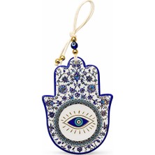 1001 El Işçiliği Seramik Fatma Ana Eli Nazarlık – Dekoratif Nazar Boncuğu Duvar Süsü | Hand Of