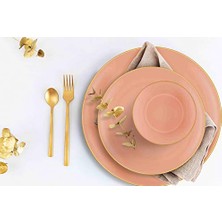 1001 Basic 24 Parça Yemek Seti Somon Pembe