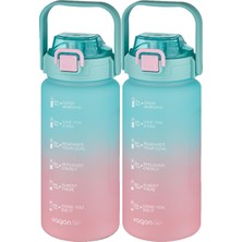1001 2'li Ekonomik Motivasyon Matara Seti 1500 ml Büyük Boy 4 Farklı Renk Seçeneği Fiftyfifty
