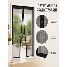 Nemere Mıknatıslı Kapı Sinekliği Otomatik Kapanan Siyah File Balkon ve Teras Sinekliği
