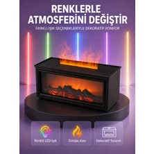 Nemere Ithalat Şömine Görünümlü Hava Nemlendirici Renkli LED Işıklı Aroma Difüzörü