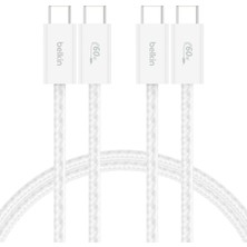 1001 2'li Örgülü Usb-C - Usb-C Kablo, 1,5 M, 60 W, Yumuşak, Esnek ve Hızlı Şarj Kablosu, iPhone 17