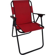 1001 Katlanır Sandalye, Kırmızı, 80 cm Yükseklik, 57 cm Genişlik, Sağlam Gövde ve Plastik Kollar
