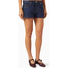 EB Denim Lacivert Portman Düşük Bel Şort - Denim Kumaş - Rahat ve Yapılandırılmış Tasarım