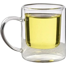 1001 Çift Cidarlı Borosilikat Cam Kupa, 200 Ml, Beyaz, Modern, Latte, Filtre Kahve, Bitki Çayı, 1 Ade