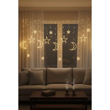 1001 Ay ve Yıldız Figürlü LED Dekor Işık, Kumandalı 12 Sarkıtlı 120 Led, Dekoratif Ortam ve Masa