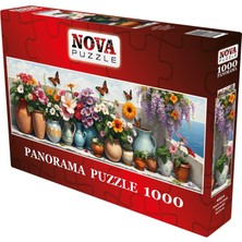 1001 1000 Parça Deniz ve Çiçek Armonisi Panorama Puzzle - Çiçekli Balkon