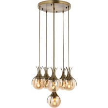 1001 AV-60161-6ET Eskitme Kaplama Modern Avize, E27, Metal, Cam, 50CM