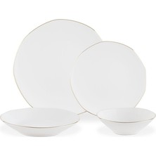 1001 Collin 6 Kişilik 24 Parça Yemek Takımı, Beyaz-Gold