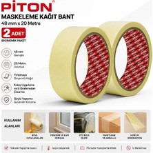 Piton PTN48 Maskeleme Bandı 48 mm x 20 Metre Kağıt Bant (2 Adet)