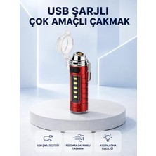 Nemere Ithalat USB Şarjlı Rüzgar Geçirmez Elektrikli Çakmak El Fenerli