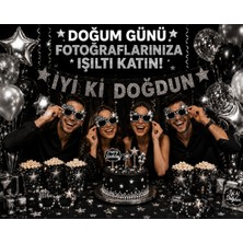 Bkmc Doğum Günü Süsleme Seti Gold ve Gümüş Yıldız | Iyi Ki Doğdun Parti Seti | Gold ve Gümüş Yıldız Dekorasyon | 3D Gözlük Pasta Süsü Mısır Kutusu Doğum Günü Parti Seti Süsü