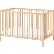 IKEA Modern Kayın Bebek Karyolası 60X120 cm - Ahşap Sağlam Bebek Odası Mobilyası - Doğal Iskandinav Tasarım