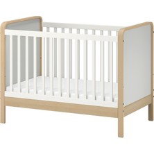 IKEA Modern Beyaz Bebek Karyolası 60X120 cm - Ahşap Sağlam Bebek Odası Mobilyası - Doğal Iskandinav Tasarım