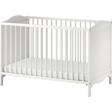 IKEA Modern Beyaz Bebek Karyolası 60X120 cm - Ahşap Sağlam Bebek Odası Mobilyası - Doğal Iskandinav Tasarım